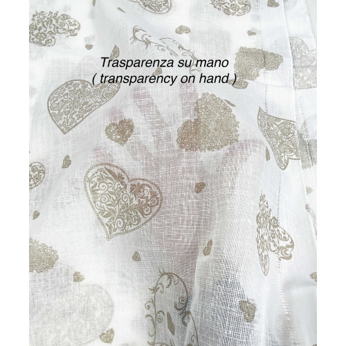 Coppia TENDINA a vetro Cuore Beige larga cm. 60 da Finestra e da Porta